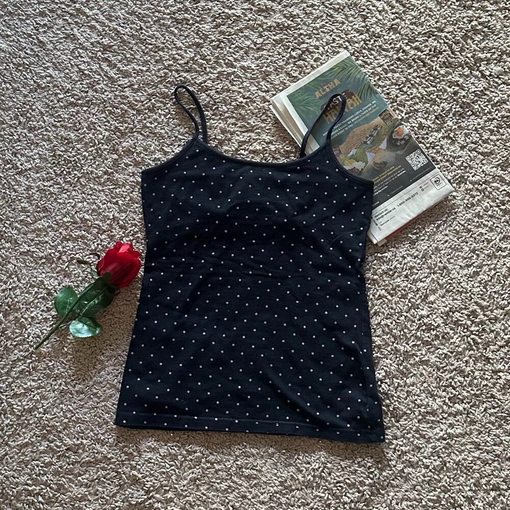 Chic Polka Dot Camisole – Soft Cotton Blend, Size S